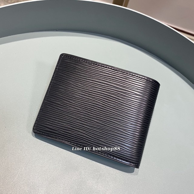 路易威登LV錢包 M64002 水波紋黑 SLENDER ID錢夾 LV十字紋男士短夾 xxlv2287